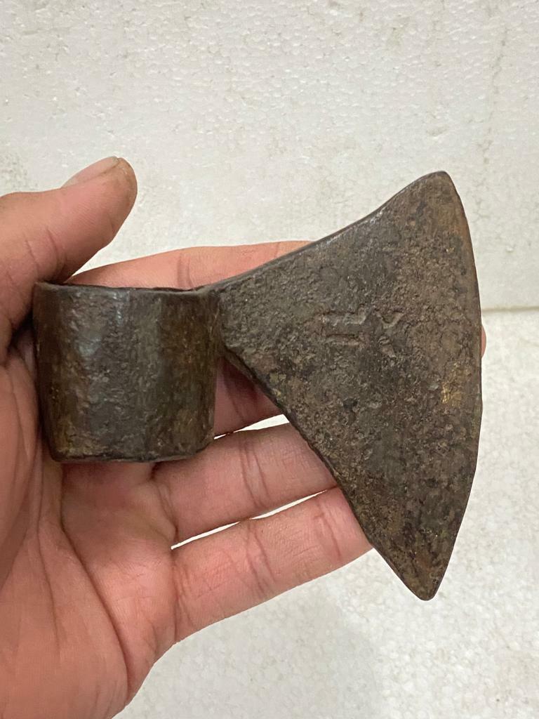 Ancienne Tête De Hache En Fer Forgé – Outil Rustique Vintage – Collection G6
