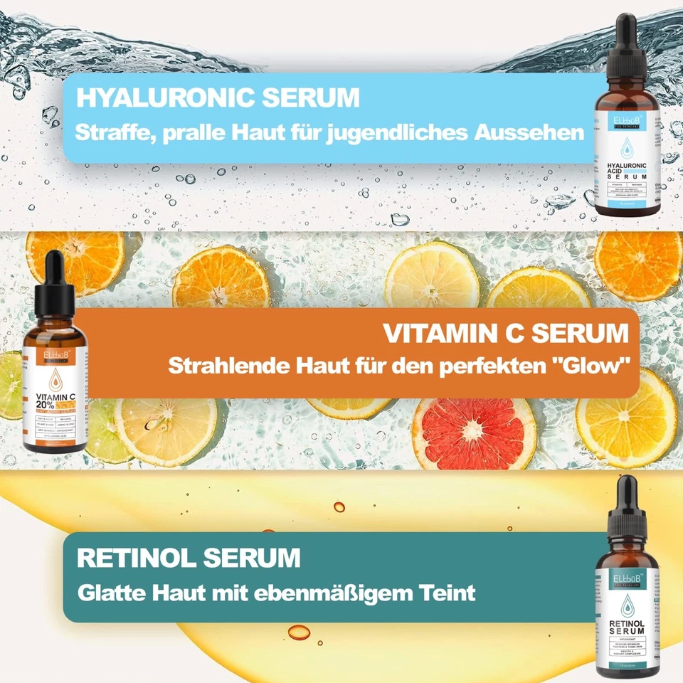 Gesichtsserum Set mit Vitamin C Hyaluron Retinol Serum Anti-Falten Anti-Aging - Bild 2 von 4