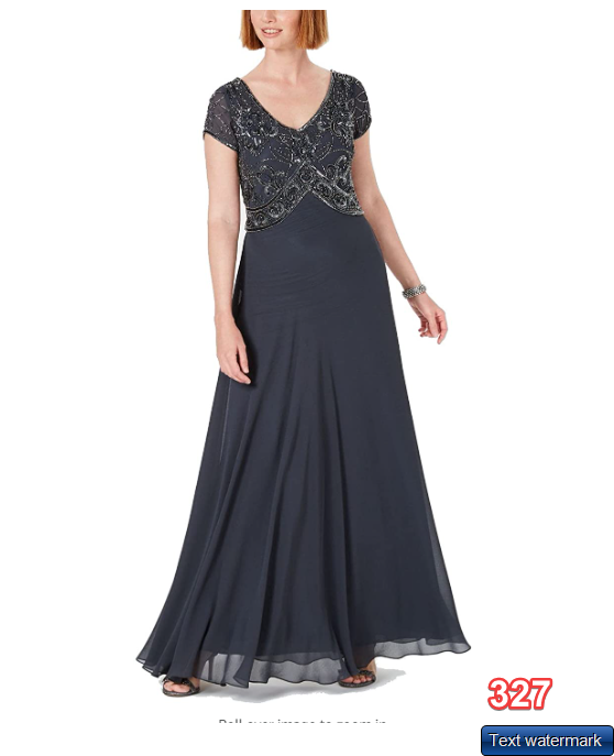 J Kara Women's Cap V-Neck Beaded Dress Gray Size 12 J Kara Womens Dress  Designer