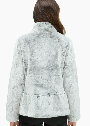 NWT Kate Spade Faux Fur Coat Womens L Light Gray Style k20791ukt - Picture 2 of 9