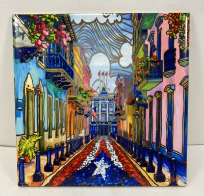 Susana Lopez Castells Ceramic 6'' x 6'' Tile ''Calle Fertaleza Y Bandera  # d  (k)
