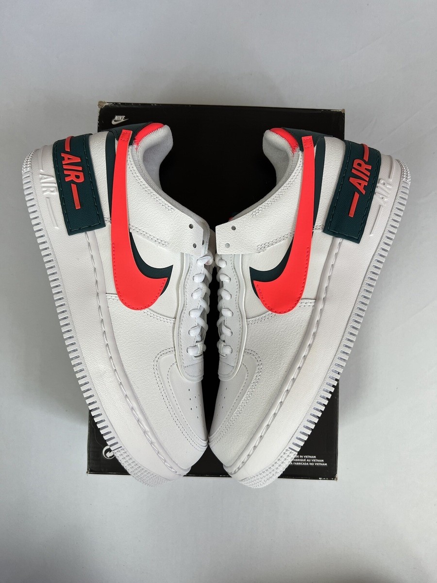 air force 1 shadow trainers white dark teal solar red white