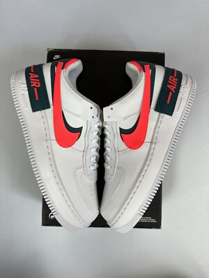 nike air force 1 shadow white dark teal solar red