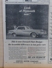 1961 Newspaper Ad For Plymouth - 1962 Model Slender Dimensions All Around 1961 Newspaper Ad For Plymouth - 1962 Model Slender Dimensions All Around
