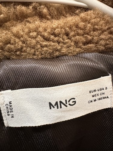 MANGO GORGEOUS Faux shearling oversized coat Teddy Brown COAT Fleece SIZE S - 第 5/11 張圖片