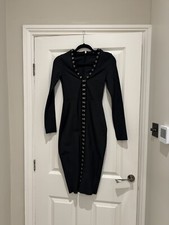 Misguided Bodycon Midi Dress Black Size 4 