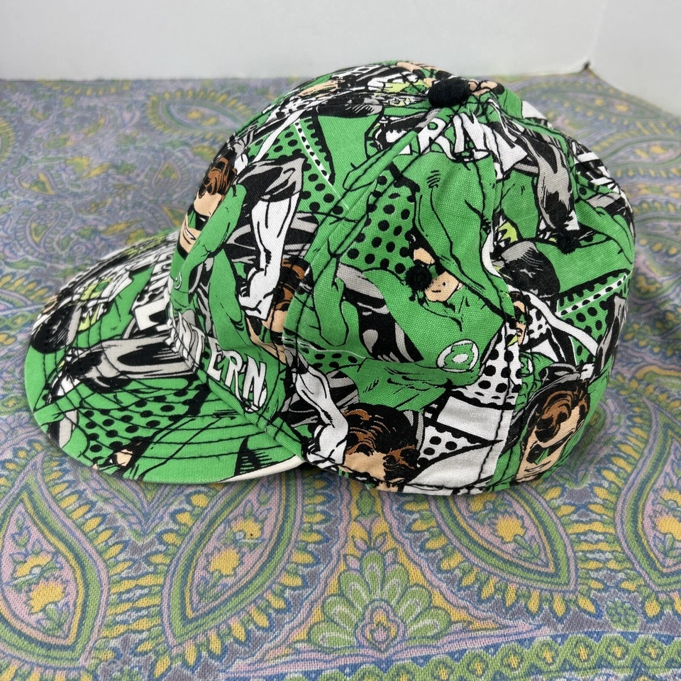 AOP Green Lantern Mens Hat Cap Medium Fitted DC Comics Hal Jordan Print - Image 2 of 4