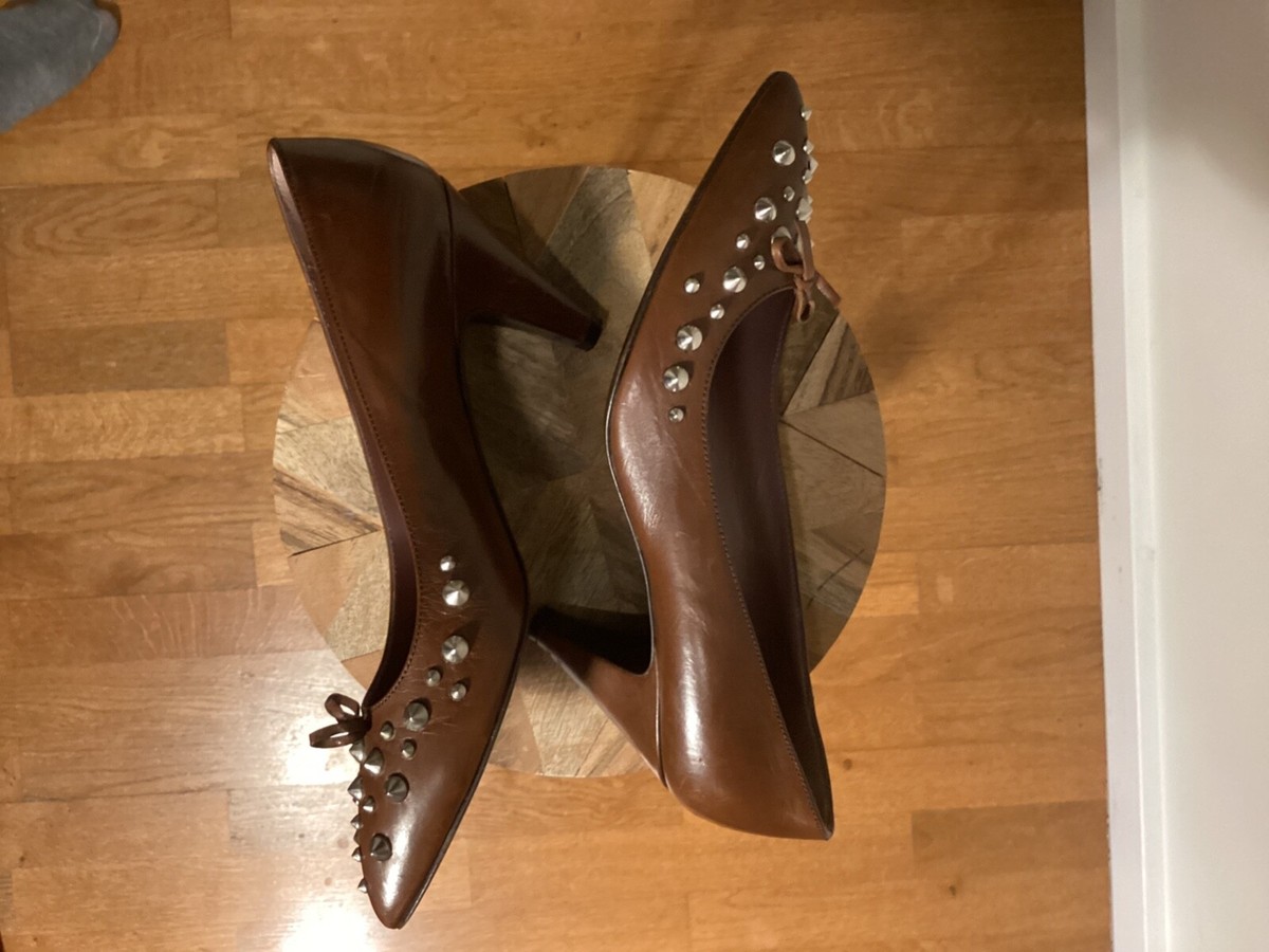 Miu Miu Brown Leather Studded 3inch Heel Pumps Size IT40 | eBay