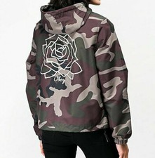 Obey Women's Hooded Windbreaker Mira Rosa Camo Size M New Shepard Fairey