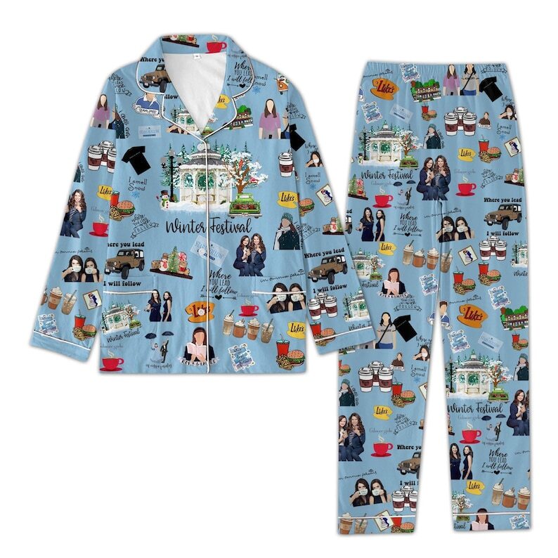 INTIMO Gilmore Girls Women's Pajama Set - 'I'd Rather Be Watching Luke's Diner' Sleepwear, 100% Polyester
