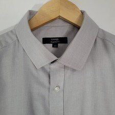 Mens GEORGE Dress Shirt Grey Neck 17 Long Sleeved Regular Fit Formal