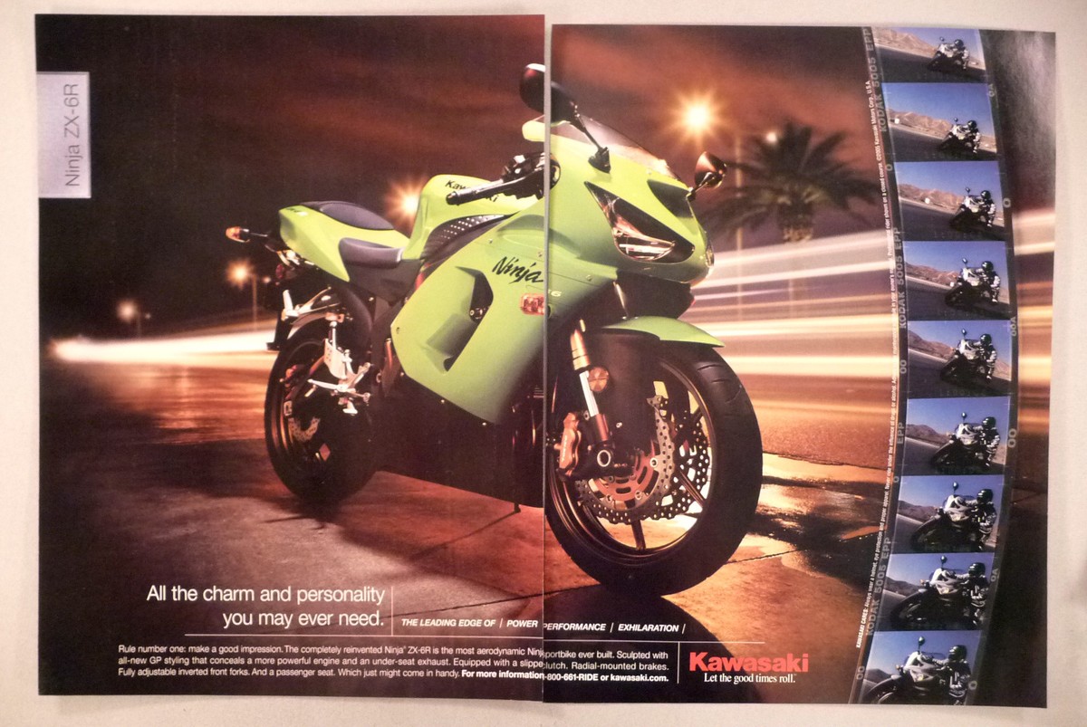 ⭐︎ぱるむ⭐︎ Kawasaki Ninja ZX-6R Motorcycle 2-Page PRINT AD - 2005
