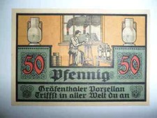 ANTIQUE BANKNOTE 50 PFENNIG GRANFENTHAL GERMANY 1921 FDS
