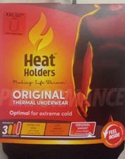 Heat Holders Men's Long Sleeve Crew. Thermal Underwear. Original. Black Size XXL