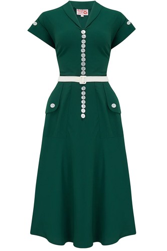 50er Jahre retro Hemdblusenkleid Vintage style Kleid grün - 第 1/5 張圖片