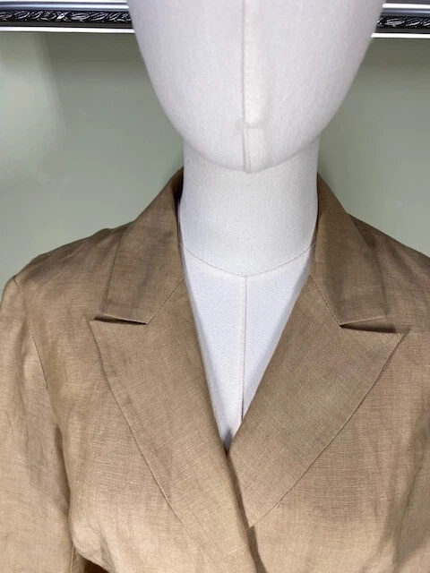 Blazer feminino vintage Y2K Bandolino tamanho 8 mistura de linho bainha babado Preppy Academia - Imagem 2 de 4