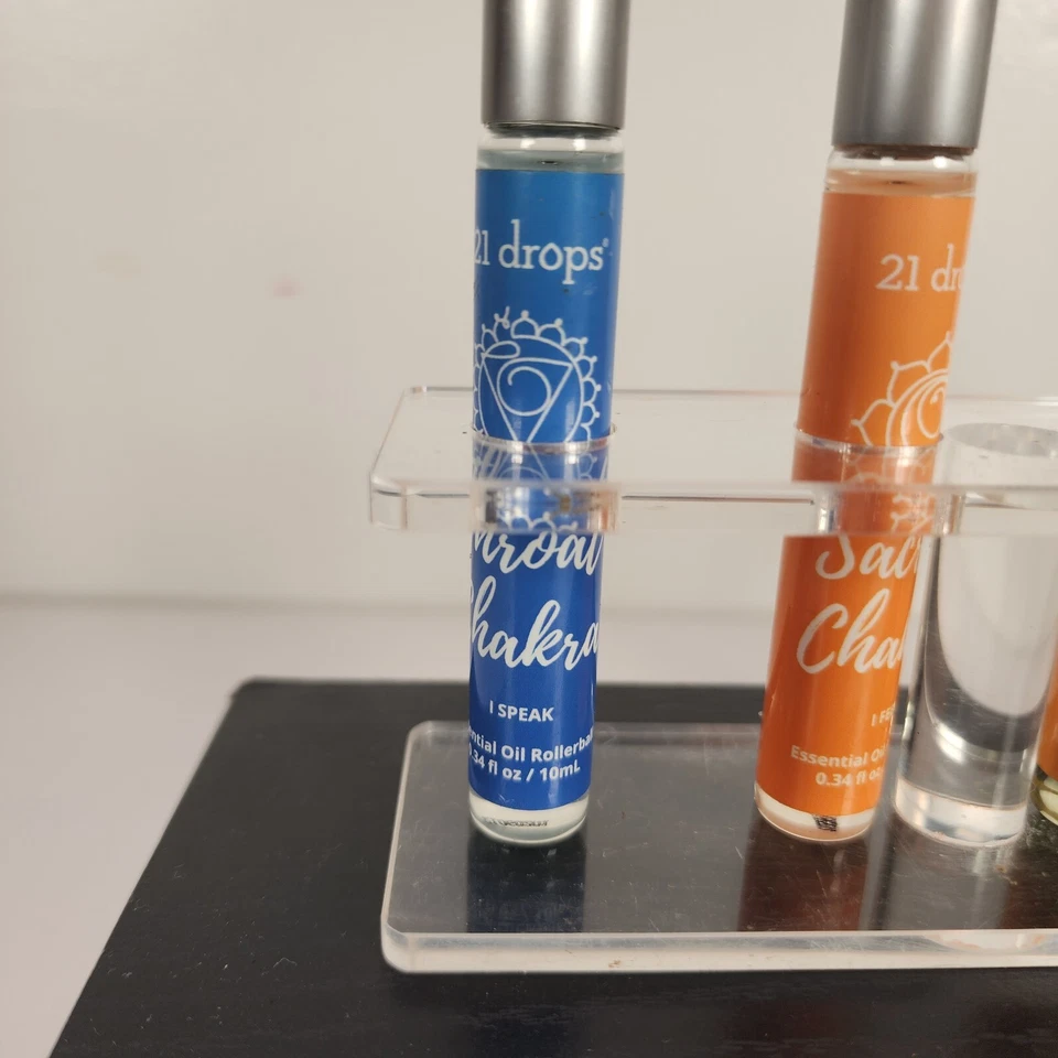 Juego de 7 aceites esenciales de energía y bienestar orgánico de chakra de 21 gotas con soporte - Imagen 3 de 4