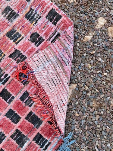 Marokkanische Handarbeit Berber Vintage Teppich 3'1x8'8 Tribal Schwarz Rosa Wolle Carpet - Bild 6 von 9