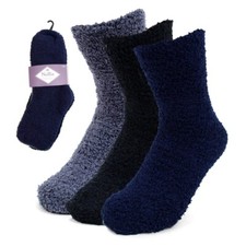 Women's Solid Color Warm Fuzzy Socks - Assorted 3 Pairs 