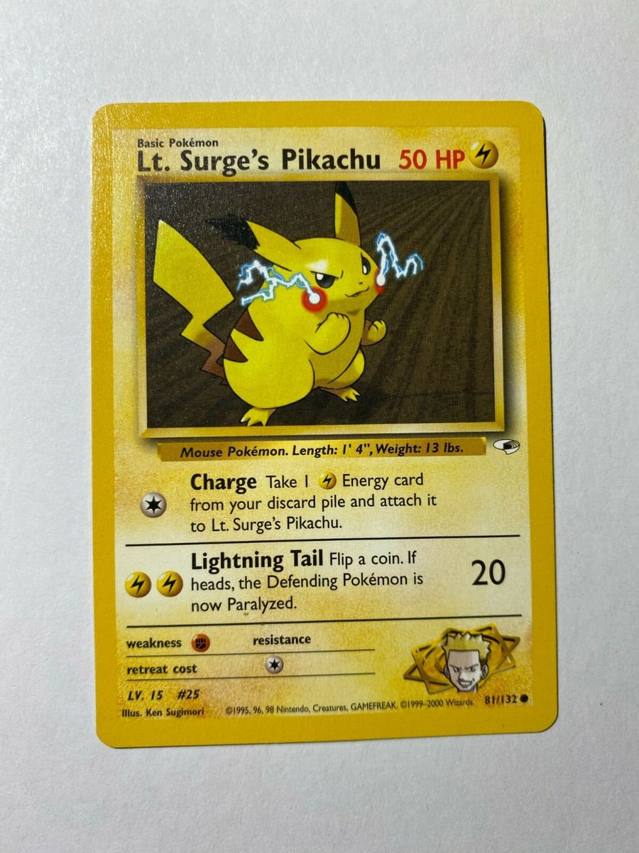 Pokemon Card - Lt. Surge's Pikachu 81/132 - Gym Heros - 1999 WOTC