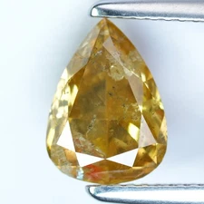 2.37Ct Rare 100% Natural No Treated I-1 Pear Fancy Intense Orange Yellow Diamond