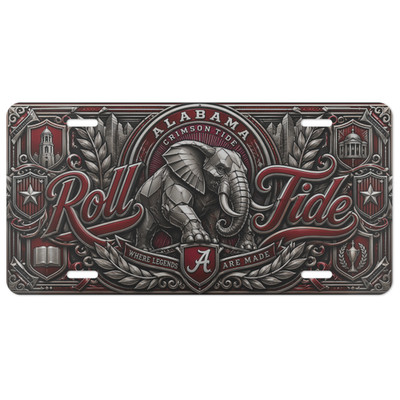 Alabama Crimson Tide Roll Tide Aluminum Car Tag Front Auto License Plate | Flat