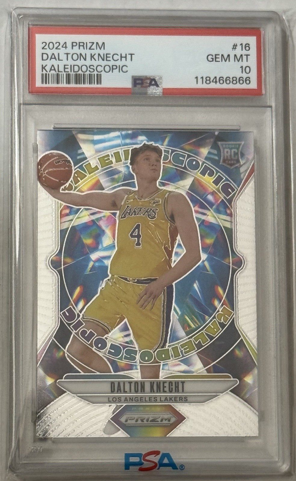 2024-25 Dalton Knecht Panini Prizm KALEIDOSCOPIC RC Psa 10 Los Angeles Lakers