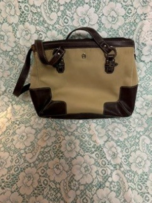 Vintage Etienne Aigner canvas and leather purse handbag
