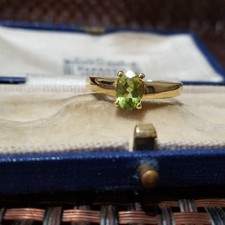 Gold Vermeil Sterling Silver Solitaire Ring Peridot Jewellery UK Size P.5 / US 8