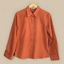Valentino Rudy Italy Minimalist Rust Orange Button Up Top Shirt Large Preppy