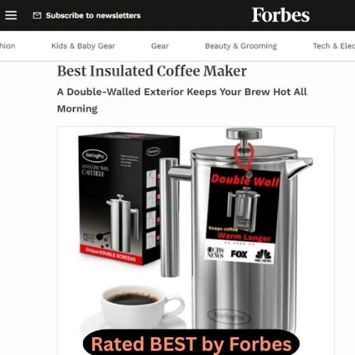 Cafetera prensa francesa - Prensa de café grande de doble pared con 2 filtros adicionales... Foto 4 de 4