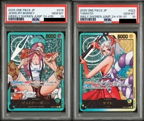 PSA 10 Yamato & Bonney  Lecafig  Gold OP06-022 Weekly Jump Promo One Piece Card