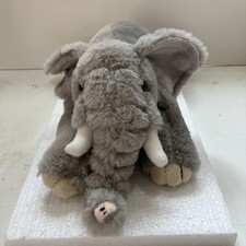 FAO Schwarz Gray Elephant Plush 16" Laying Down Stuffed Animal Retired