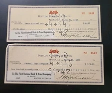 2 - 1940s Pepsi Cola Bottling Company Macon Georgia GA Check Vintage 1945