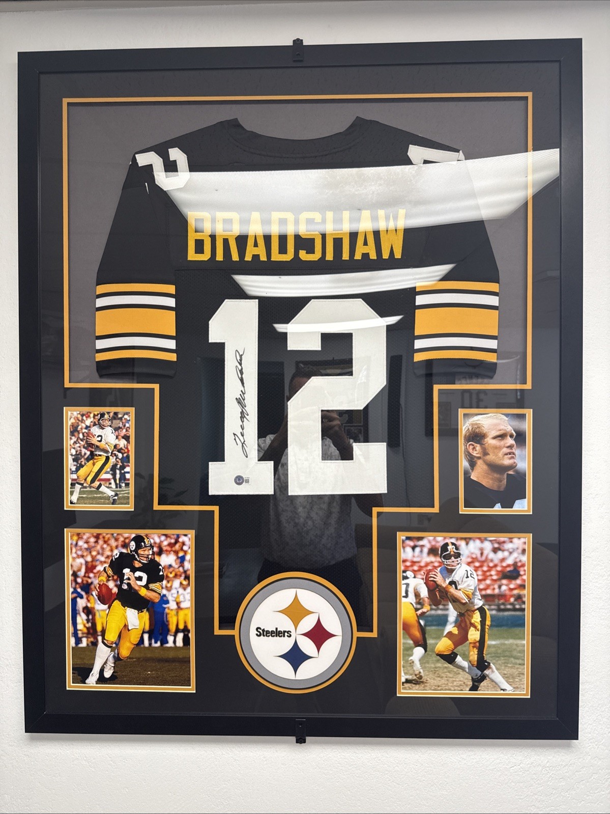 Terry Bradshaw Autographed Signed Jersey In Custom Frame Beckett Verified 