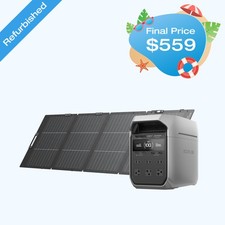 EcoFlow DELTA 3 Plus 1024Wh Portable Power Station 220W Solar Panel Refurbished