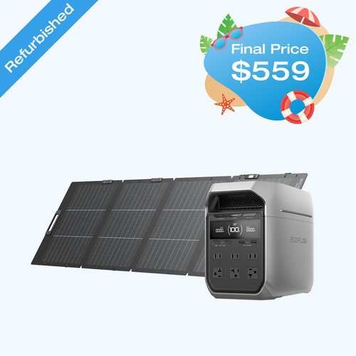 EcoFlow DELTA 3 Plus 1024Wh Portable Power Station+220W Solar Panel Refurbished