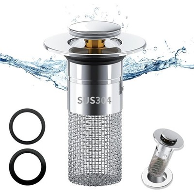 Edelstahl Pop Up Abflusssieb Waschbecken Küche Bad 34-40mm 2 Stück