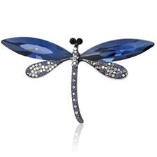 Blue Crystal Dragonfly Brooch Pin Women Insect  Animal Jewelry Gift Rhinestone