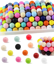 150PCS Silicone Beads, 30 Colors 15mm Silicone Beads for Keychain Making, Rubbe
