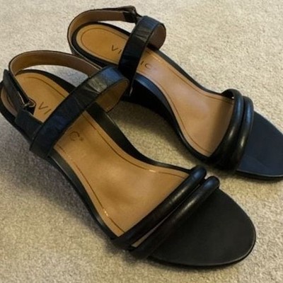 Vionic Emmy schwarze Leder Slingback Keilabsatz Sandalen UK 5 EU 38