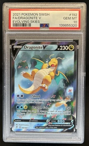 2021 Pokemon SWSH Evolving Skies Dragonite V #192/203 PSA 10 GEM MINT