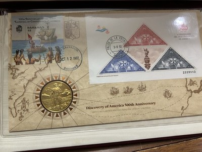 Official Discovery of America 500th Anniversary Coin and Stamp