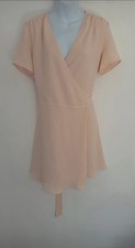 Sézane Fait Avec Armour womens blush pink mini wrap dress UK size 14