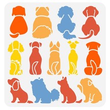 FINGERINSPIRE Puppy Dog Stencils - 11.8x11.8 inch Plastic Reusable