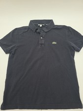Lacoste Polo Shirt Men Size 4 Black Solid Logo 100 Cotton Slim Fit 44253