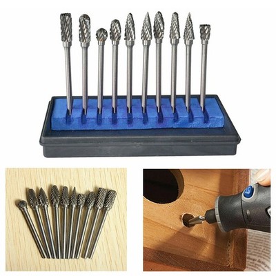 Für Dremel 10x Frässtift Hartmetallfräser Wolframcarabid Fräser Schaftfräser Set