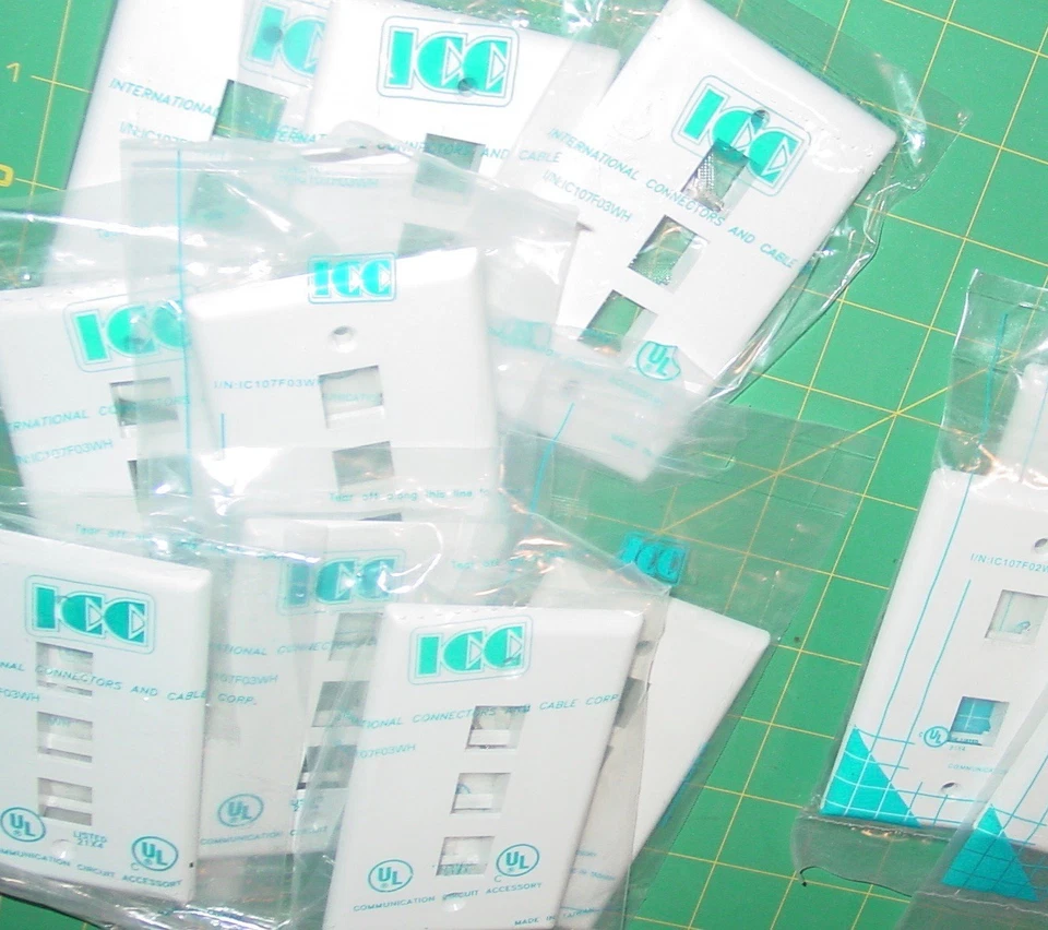 ICC Modular Communication Cable Terminal Jack Cover Plates Mix Lot 2/3 Ports NOS - Image 4 of 4