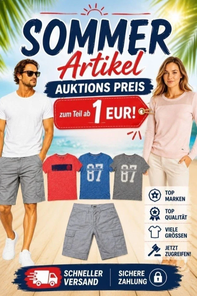 ☀️ Sommer Auktionen – Top Marken & Sommermode ab 1 € | Jetzt live sparen!