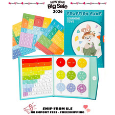 Magnetic Fraction Demonstration Book, 102Pcs Magnetic Fraction Tiles, US Stock